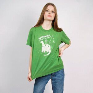 80s Dinosaur T-Shirt (L) large green vintage short sleeve single stitch school